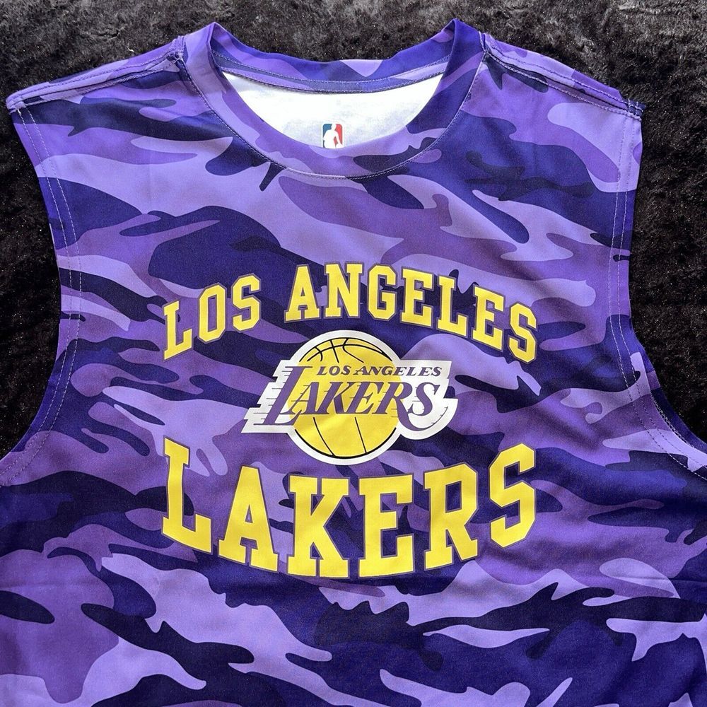 Los Angeles Lakers‎ Lebron James Purple Camo Polyester Jersey Shirt Mens M